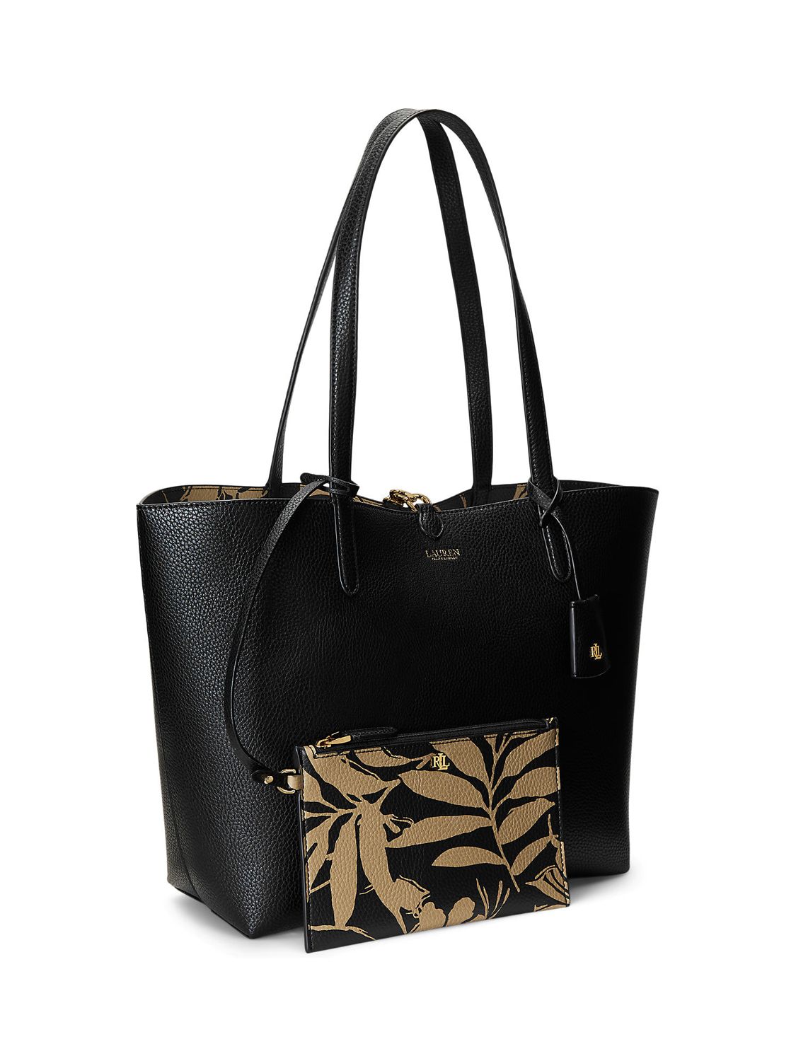 Lauren Ralph Lauren Reversible Tote Bag, Black/Gold at John Lewis & Partners