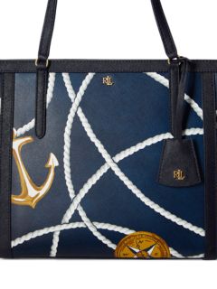 Lauren Ralph Lauren Clare Crosshatch Leather Medium Tote Bag, Nautical Rope
