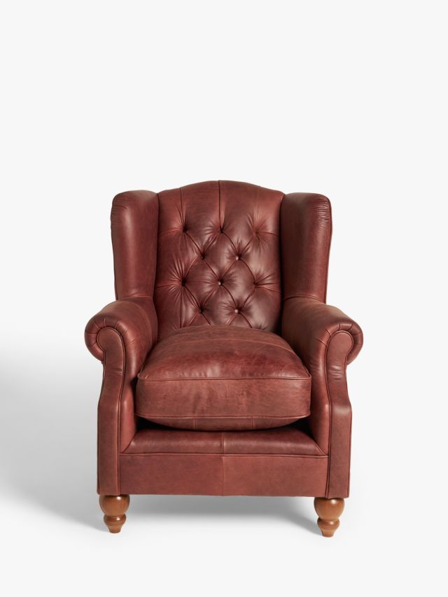 John Lewis Library Leather Armchair Dark Leg Darwin Dark Brown