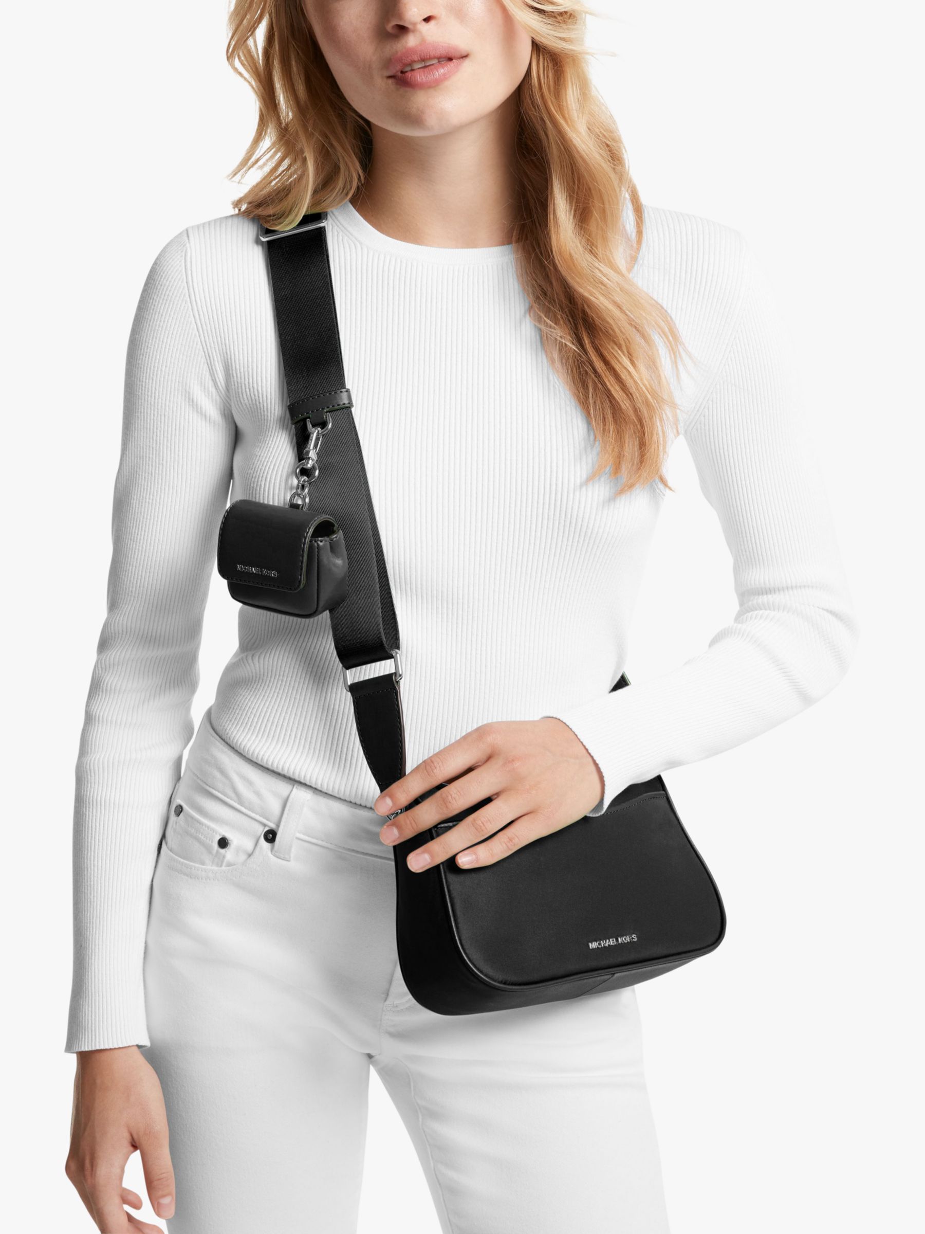 Michael Kors Jet Set Gabardine Crossbody Bag with Airpods Pro® Case, Black  at John Lewis & Partners