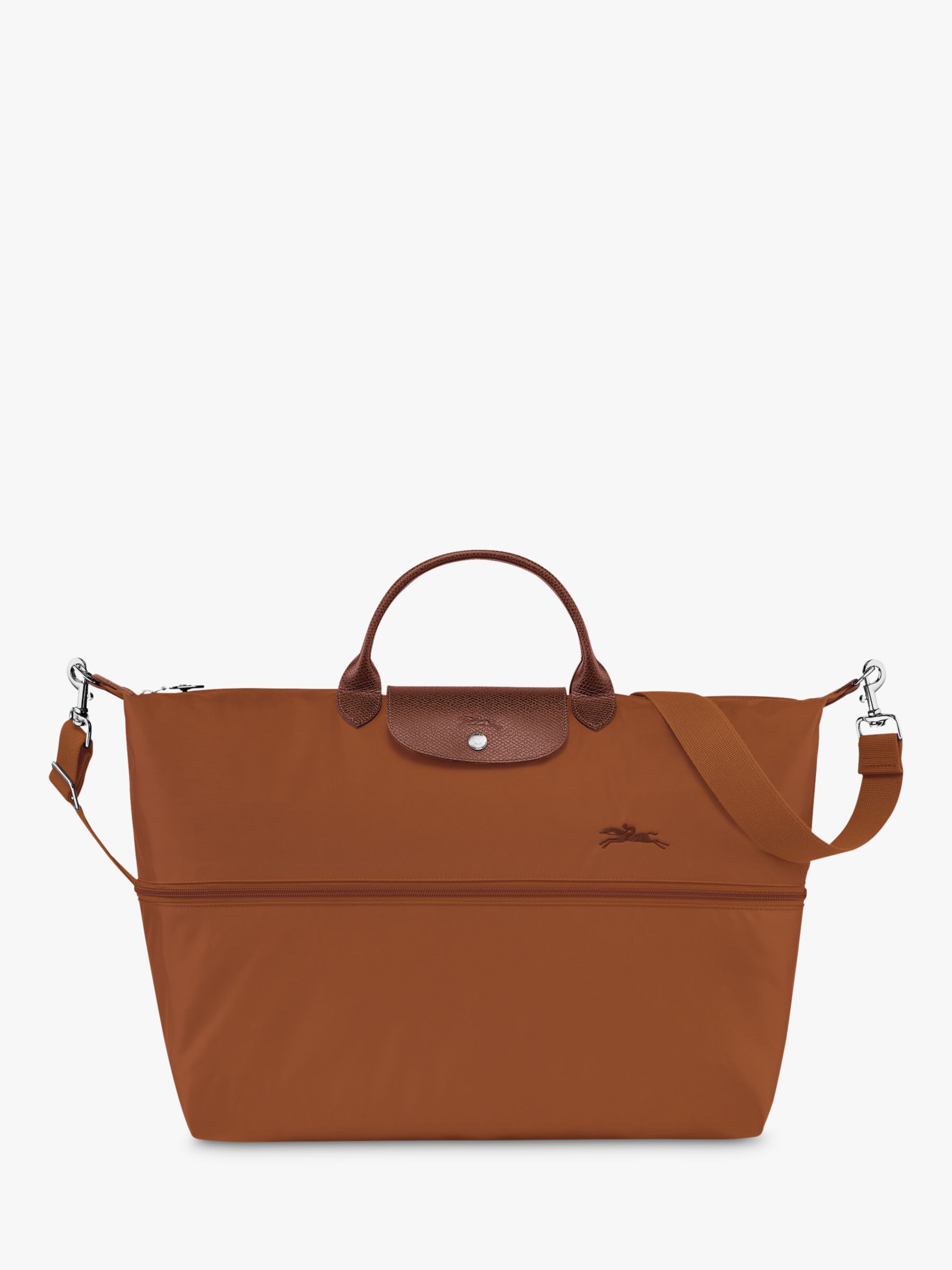 Longchamp Le Pliage Green Recycled Canvas Expandable Travel Bag, Cognac ...