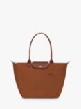 Longchamp Le Pliage Green Recycled Canvas Large Tote Bag, Cognac