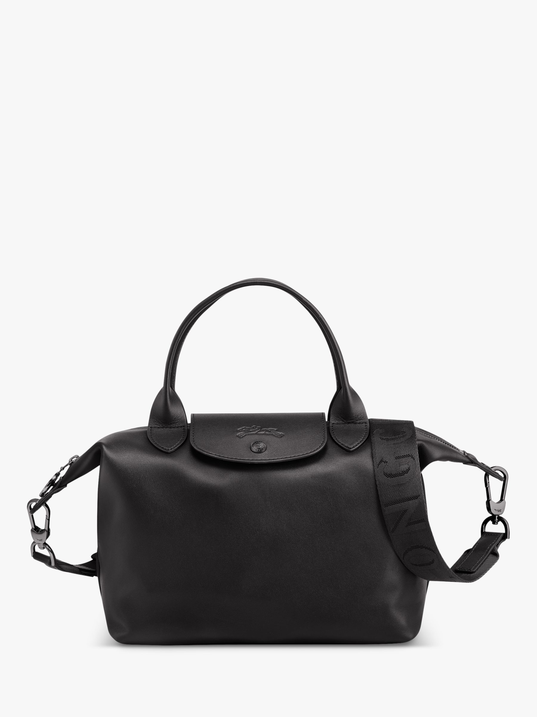 Longchamp Le Pliage Xtra Small Leather Top Handle Bag, Black at John ...