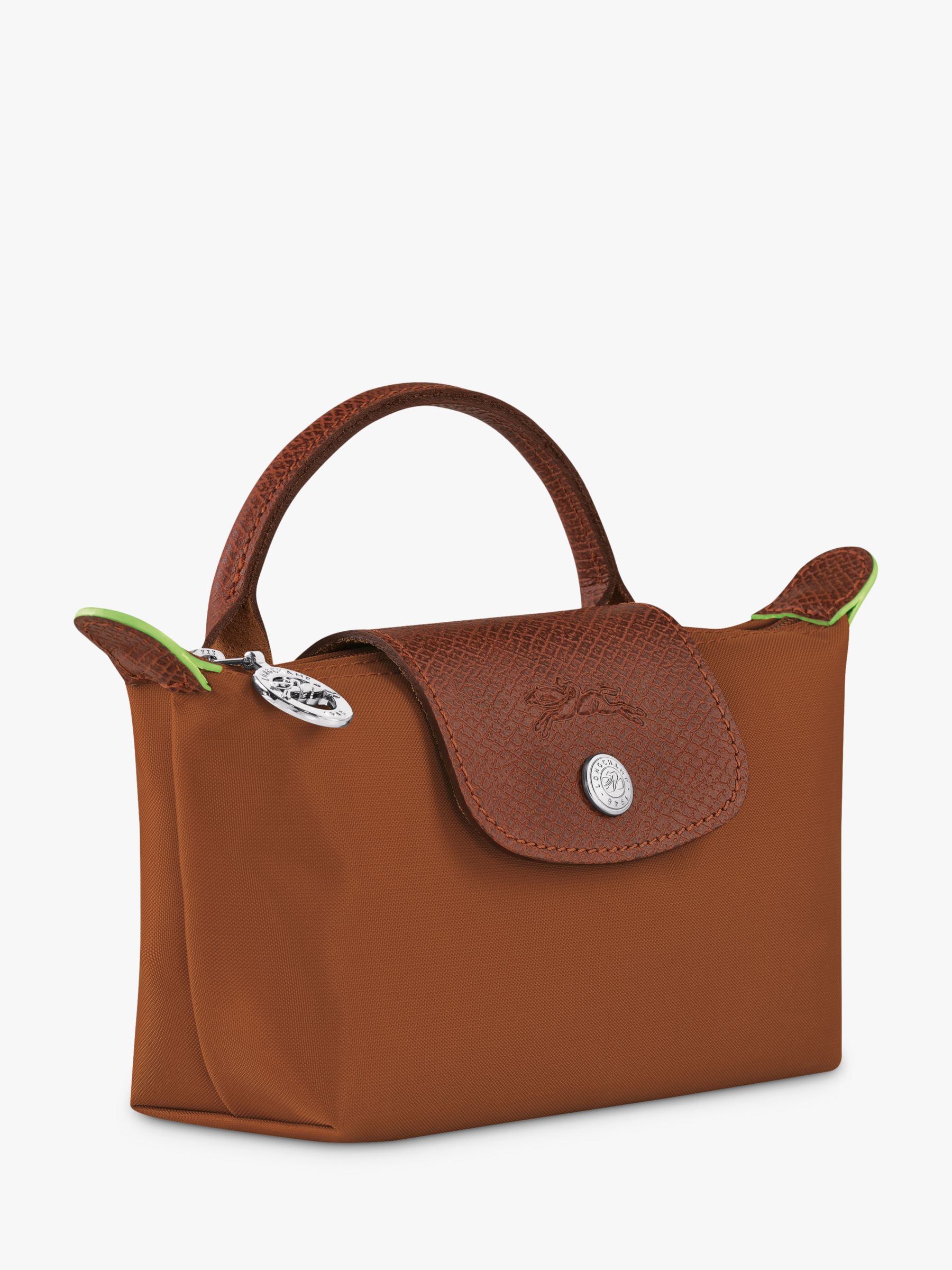 Le Pliage Green Pouch with handle Cognac - Recycled canvas