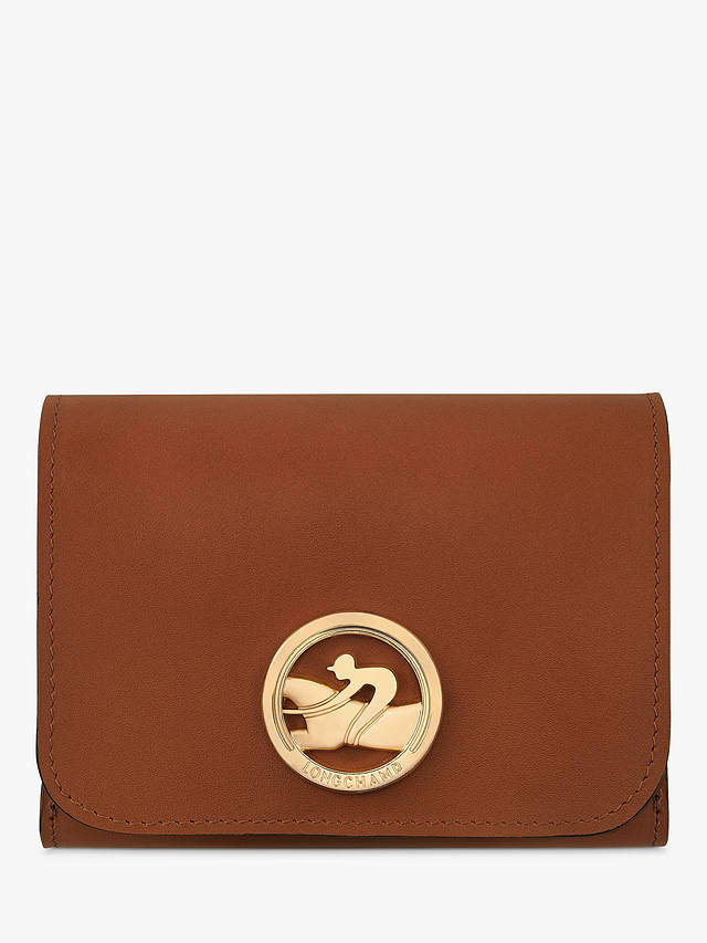 Longchamp Box-Trot Compact Leather Wallet, Cognac