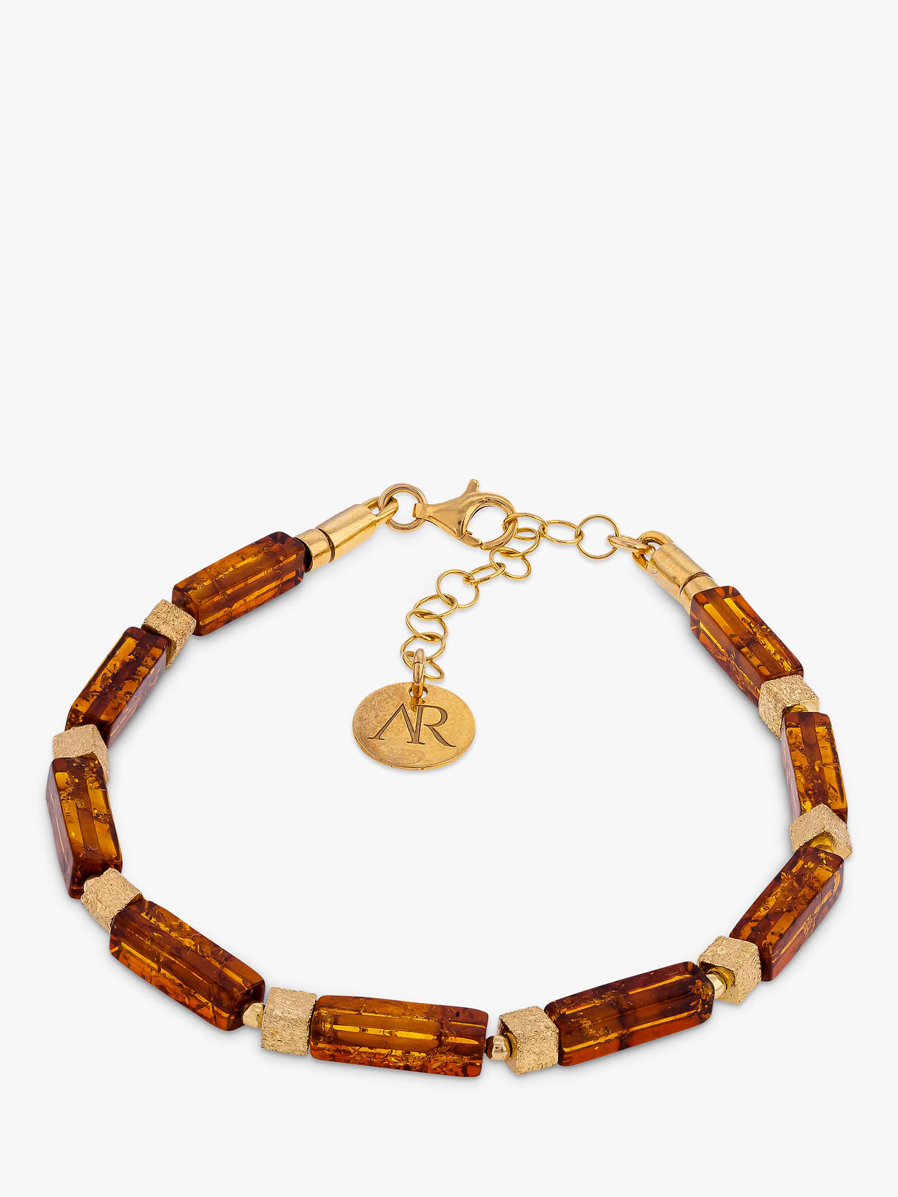 Buy Be-Jewelled Baltic Amber and Cube Bracelet, Gold/Cognac Online at johnlewis.com
