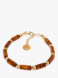 Be-Jewelled Baltic Amber and Cube Bracelet, Gold/Cognac