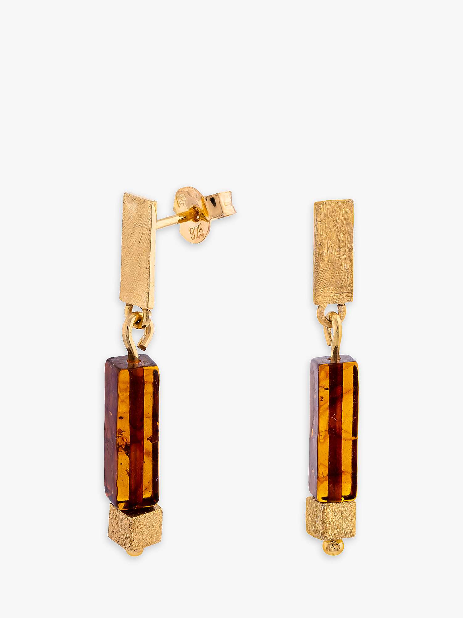 Buy Be-Jewelled Baltic Amber and Cube Drop Earrings, Gold/Cognac Online at johnlewis.com