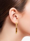 Be-Jewelled Baltic Amber and Cube Drop Earrings, Gold/Cognac