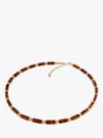 Be-Jewelled Baltic Amber and Square Statement Collar Necklace, Gold/Cognac