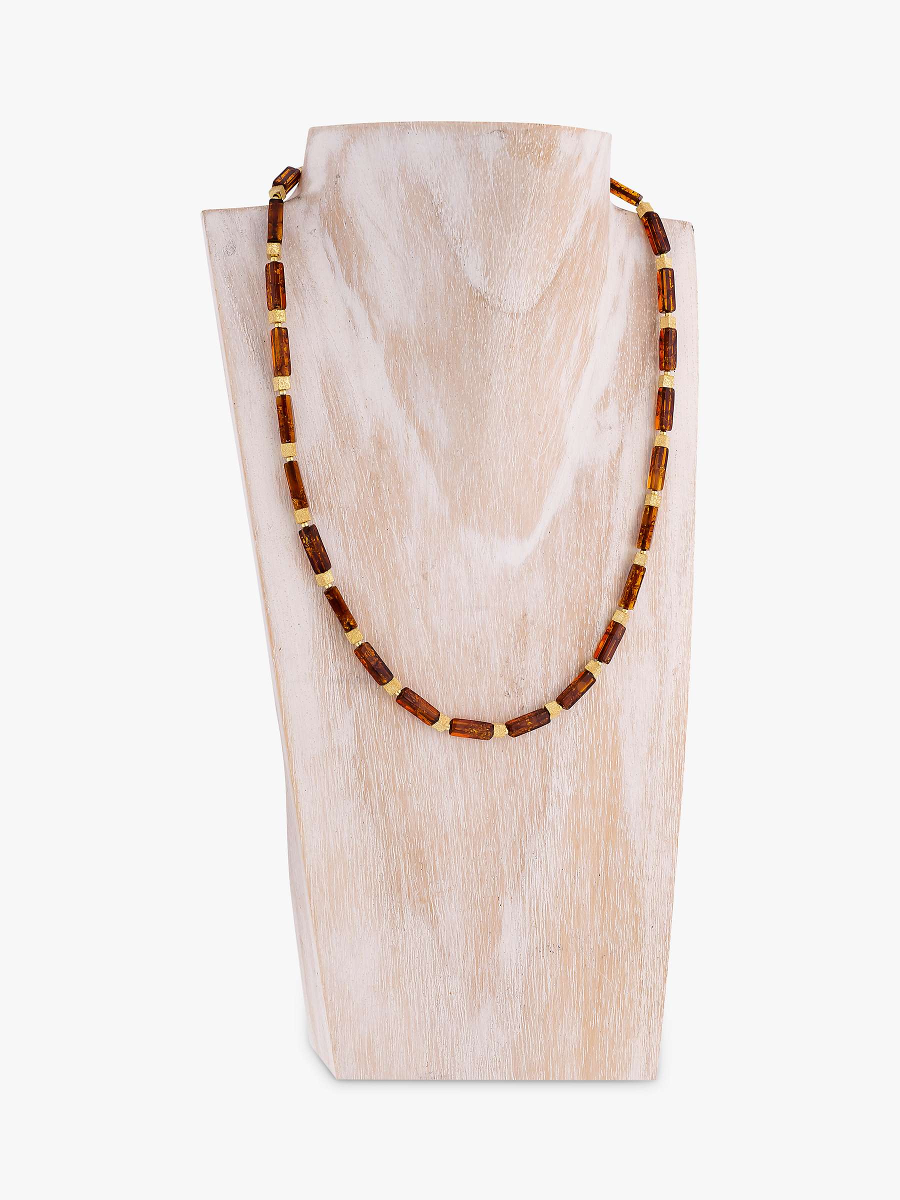Buy Be-Jewelled Baltic Amber and Square Statement Collar Necklace, Gold/Cognac Online at johnlewis.com