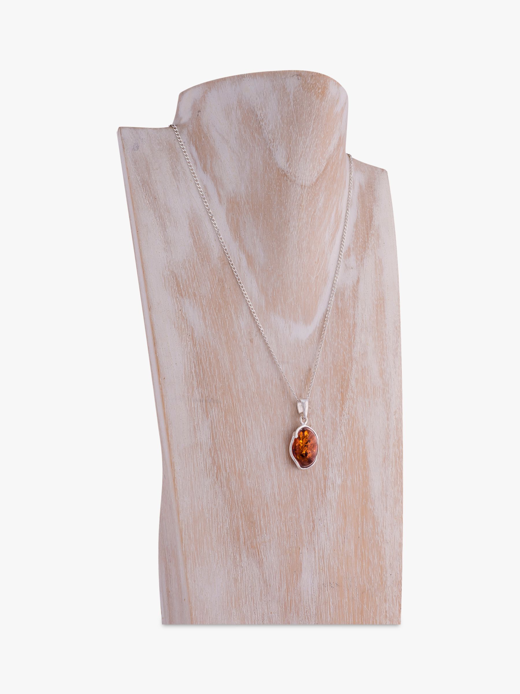Buy Be-Jewelled Baltic Amber Pendant Necklace, Silver/Cognac Online at johnlewis.com
