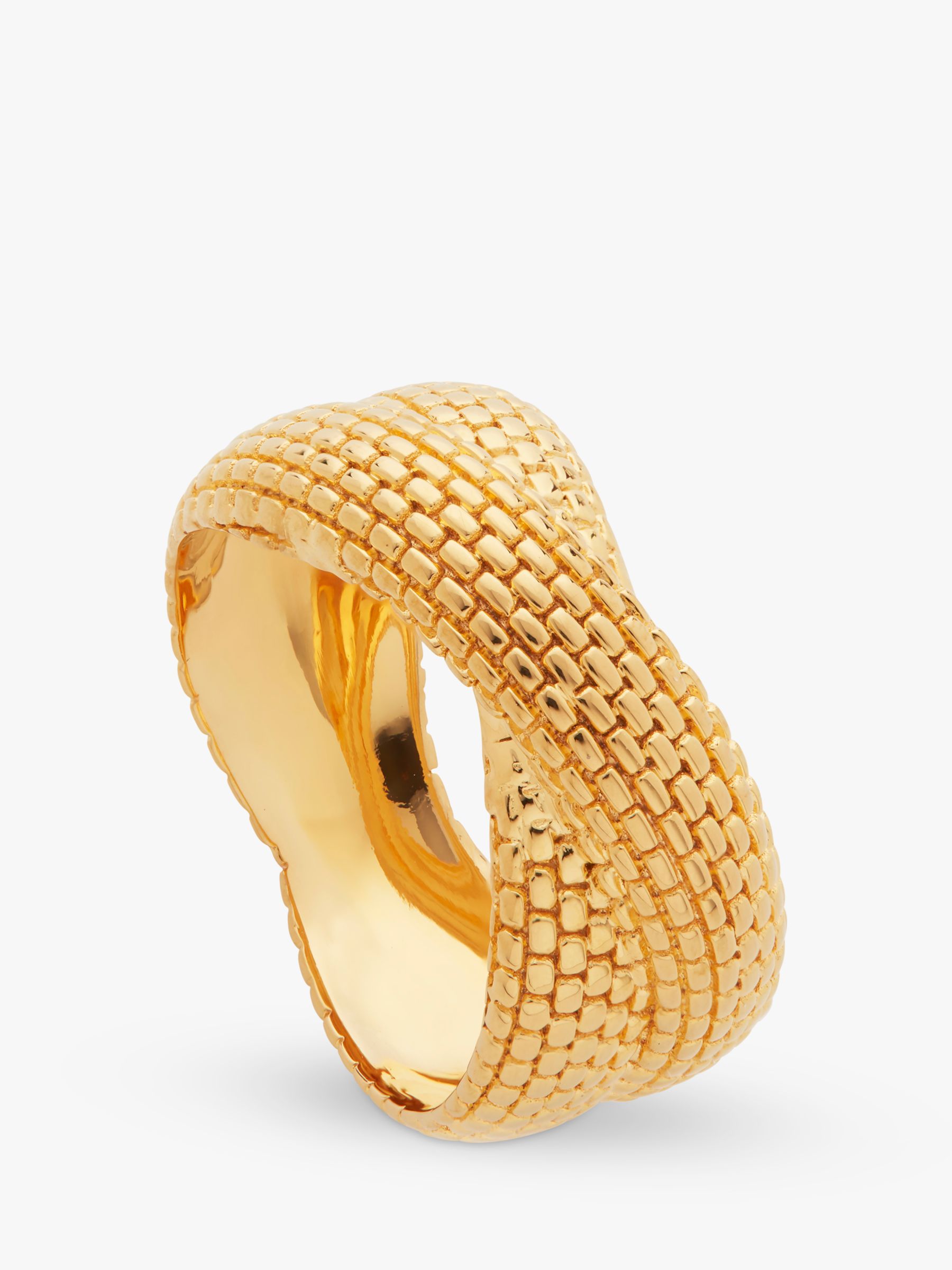 Monica Vinader Heirloom Woven Cross Ring, Gold, K
