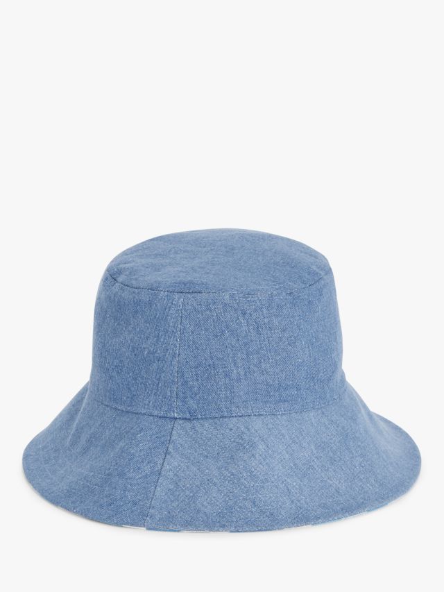 John Lewis Reversible Denim Bucket Hat, Blue/Multi