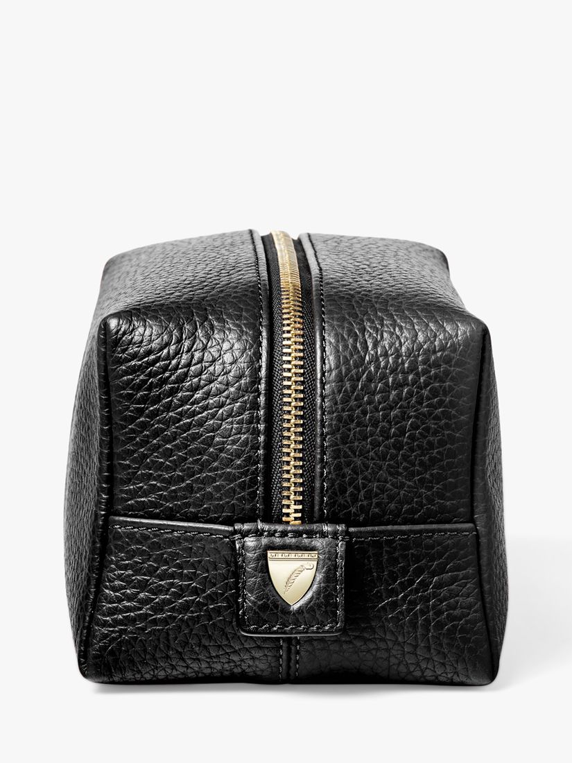 Aspinal of London Medium Pebble Leather Makeup Bag, Black