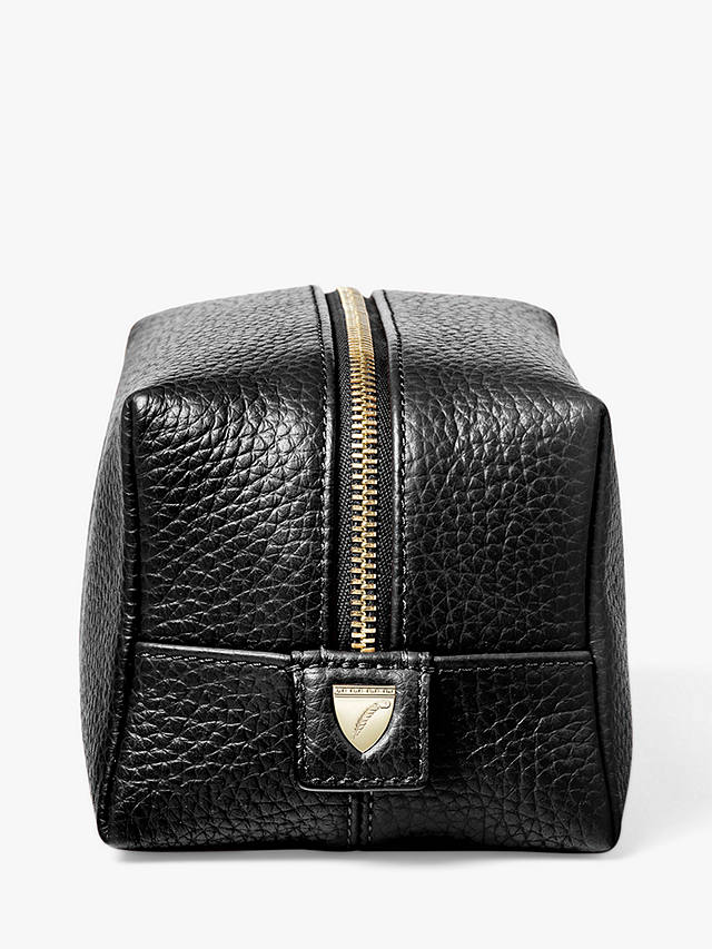 Aspinal of London Medium Pebble Leather Makeup Bag, Black 4