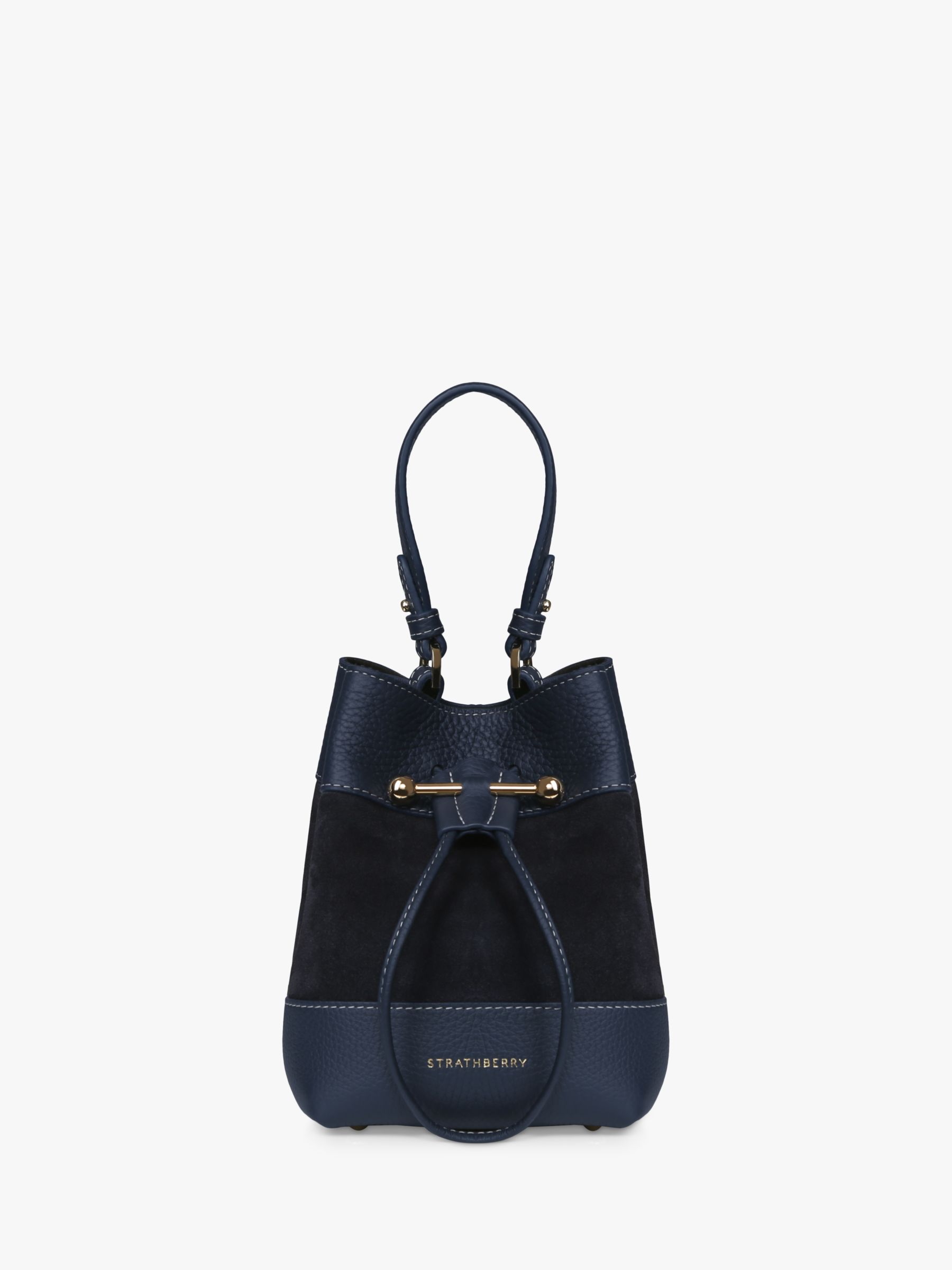 Strathberry Lana Osette Handbag, Navy/Grey Stitch at John Lewis & Partners