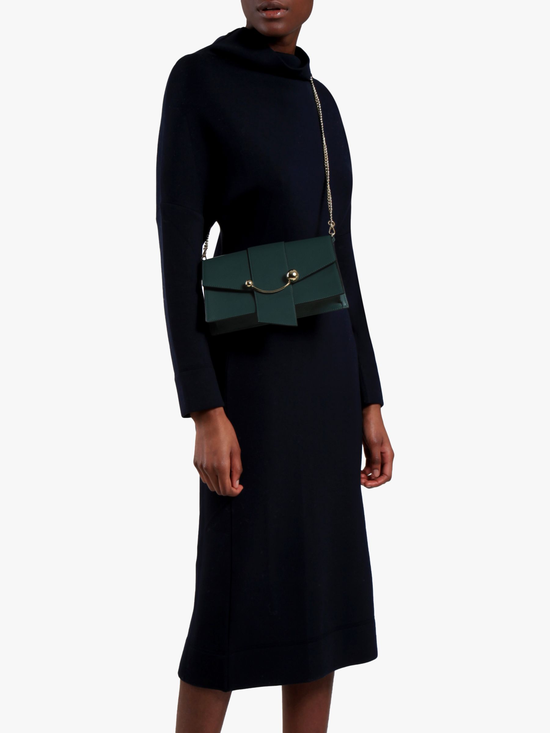 The Strathberry Crescent Shoulder Bag in Bottle Green - Fashion