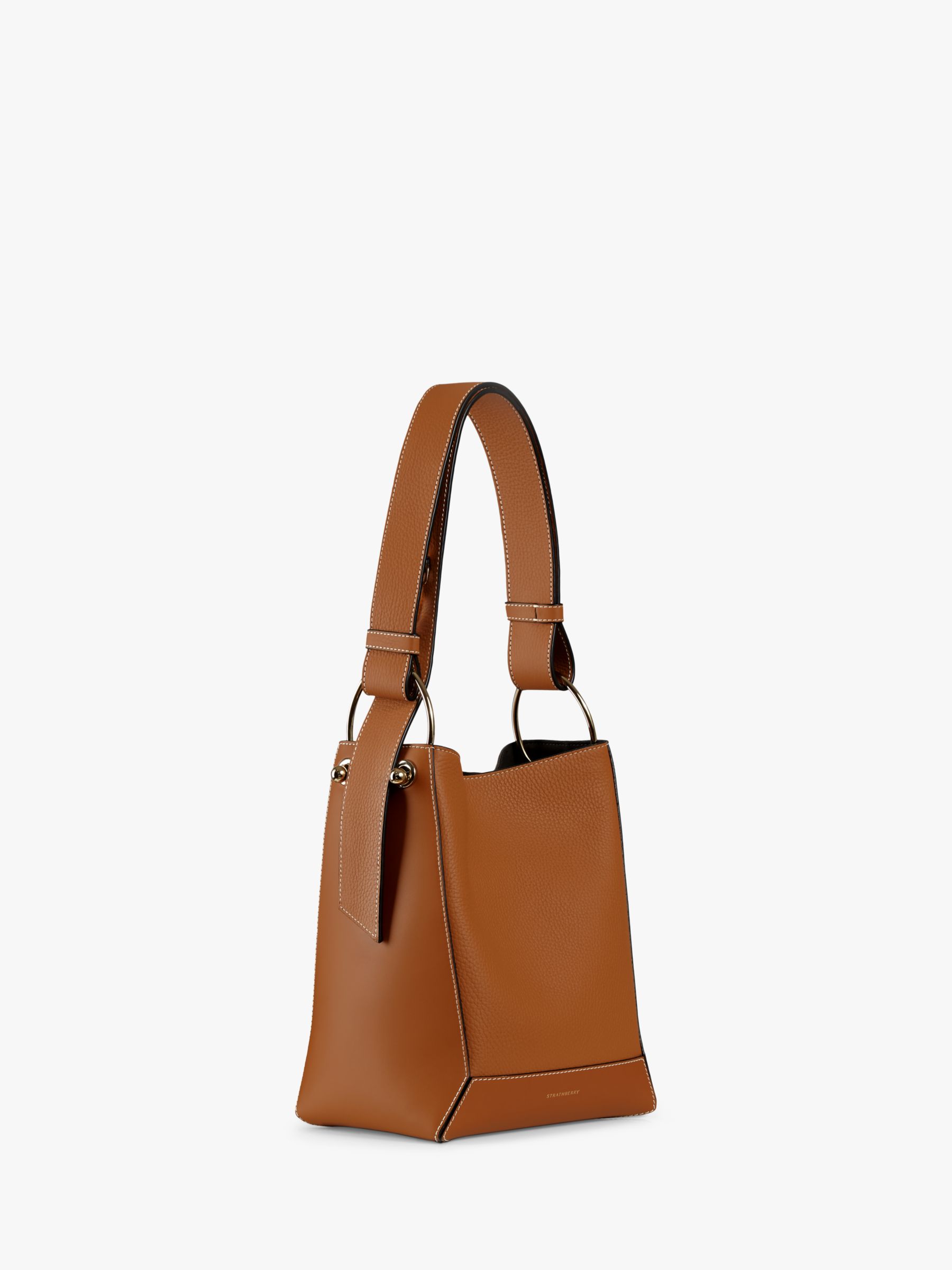 Strathberry Lana Osette Leather Bucket Bag, Tan at John Lewis & Partners