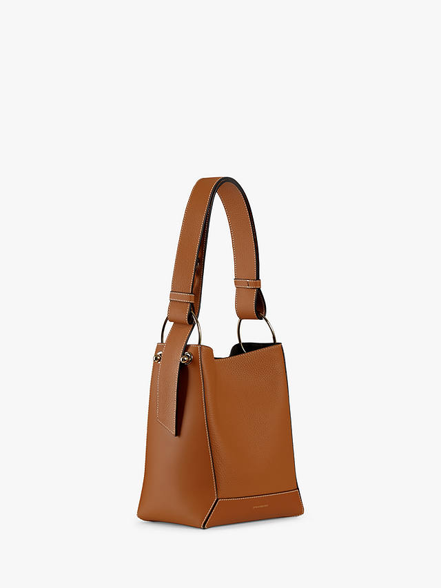 Strathberry Lana Patchwork Bucket Handbag, Tan/Vanilla Stitch