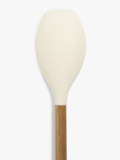 John Lewis Wood Handle Silicone Head Kitchen Spoon, Natural/White
