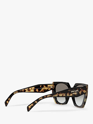 Prada PR 15WS Women's Rectangular Chunky Frame Sunglasses, Tortoise/Black Gradient