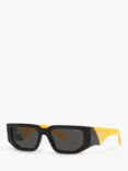 Prada PR09ZS Men's Rectangular Sunglasses, Black/Yellow