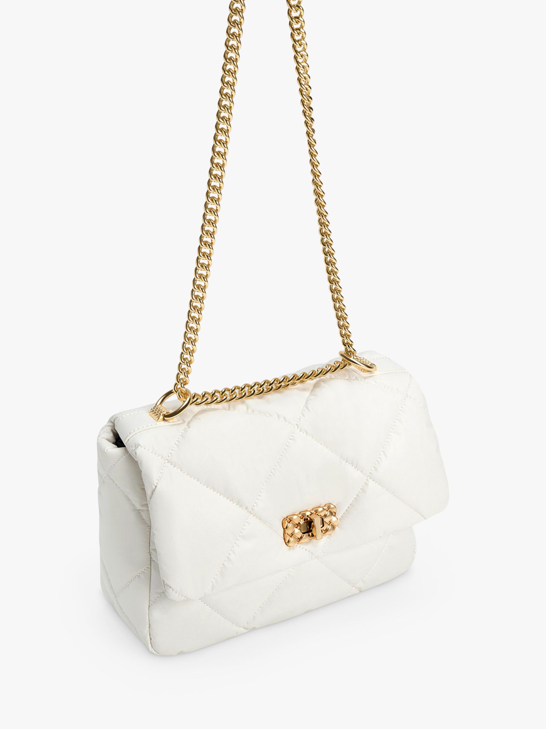 CHARLES & KEITH Paffuto Large Padded Shoulder Bag, White at John Lewis ...