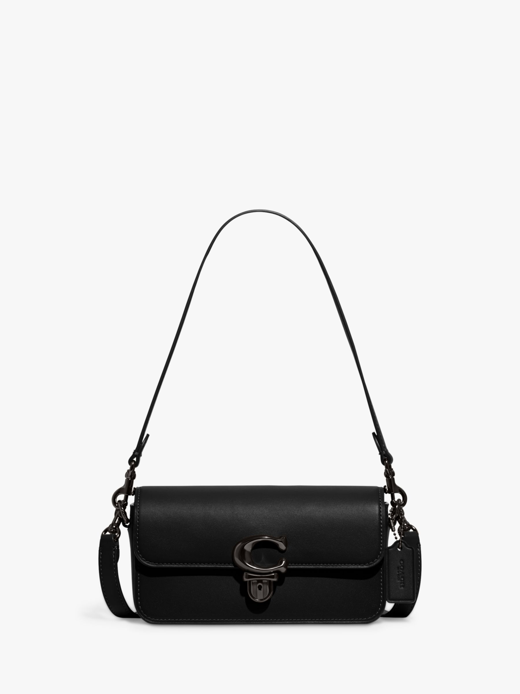 Coach Studio Leather Mini Baguette Shoulder Bag, Black at John Lewis &  Partners