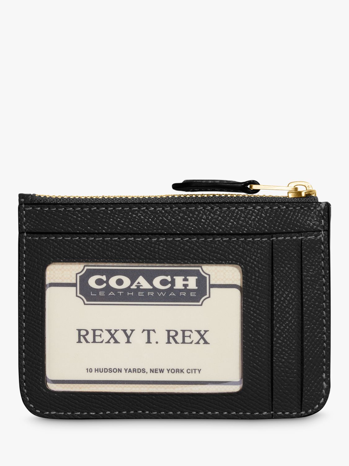 Coach Cross Grain Leather Mini ID Skinny Purse, Black