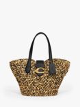 Coach Small Straw and Leather Tote Bag, Natural/Black