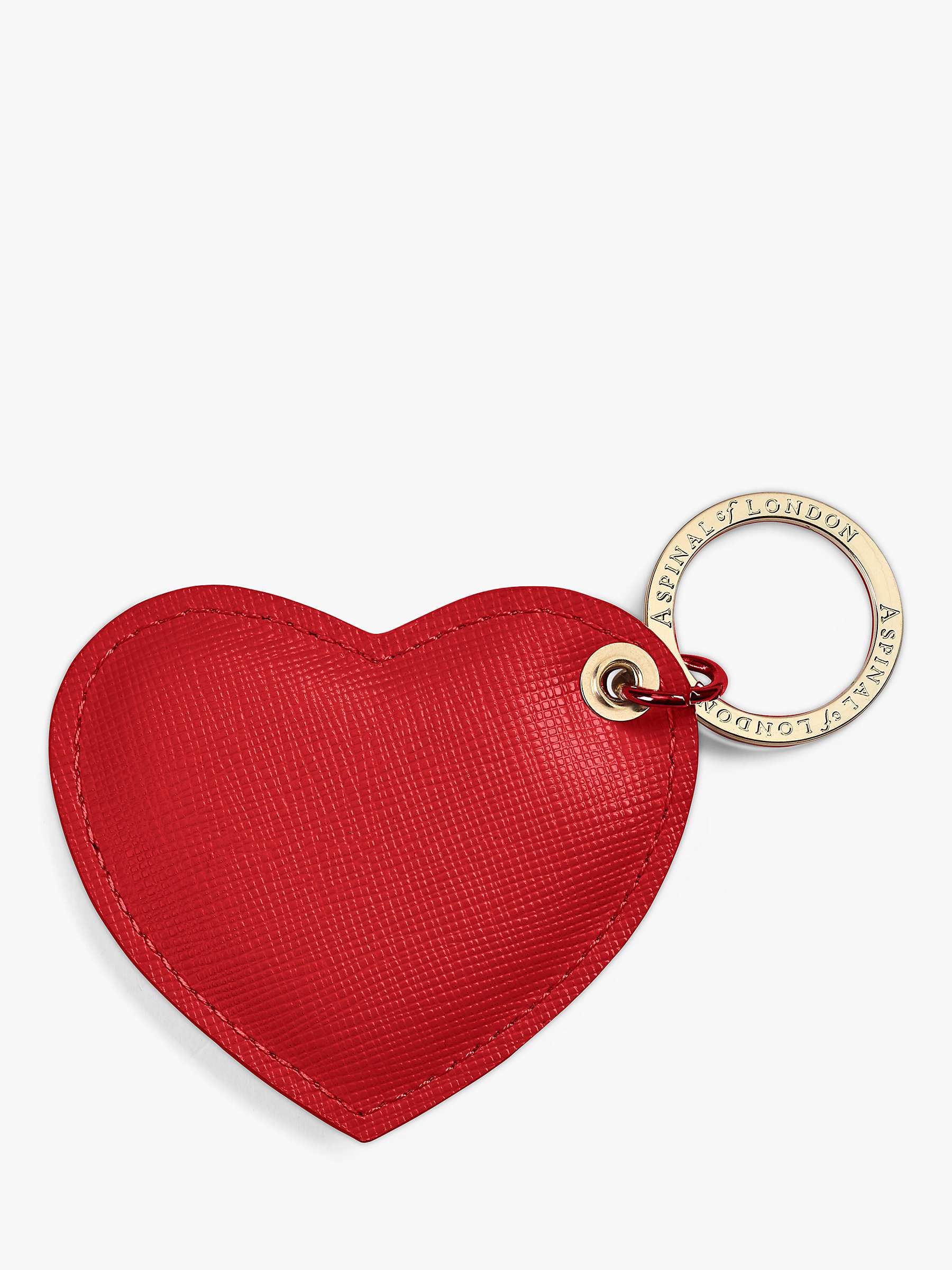 Buy Aspinal of London Heart Leather Keyring, Scarlet Online at johnlewis.com