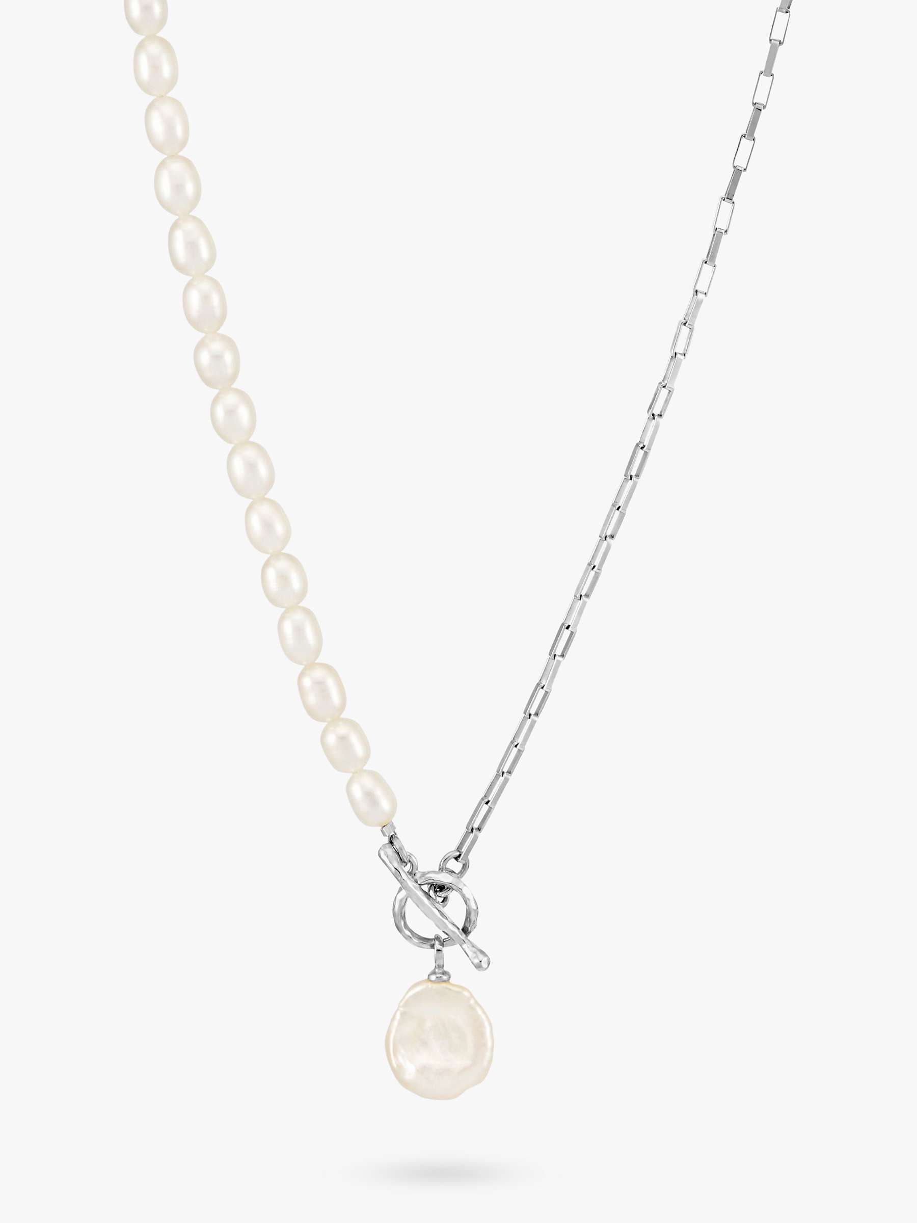 Buy Dower & Hall Luna Keshi Pearl and Chain Necklace, Silver/White Online at johnlewis.com