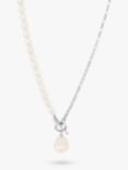 Dower & Hall Luna Keshi Pearl and Chain Necklace, Silver/White