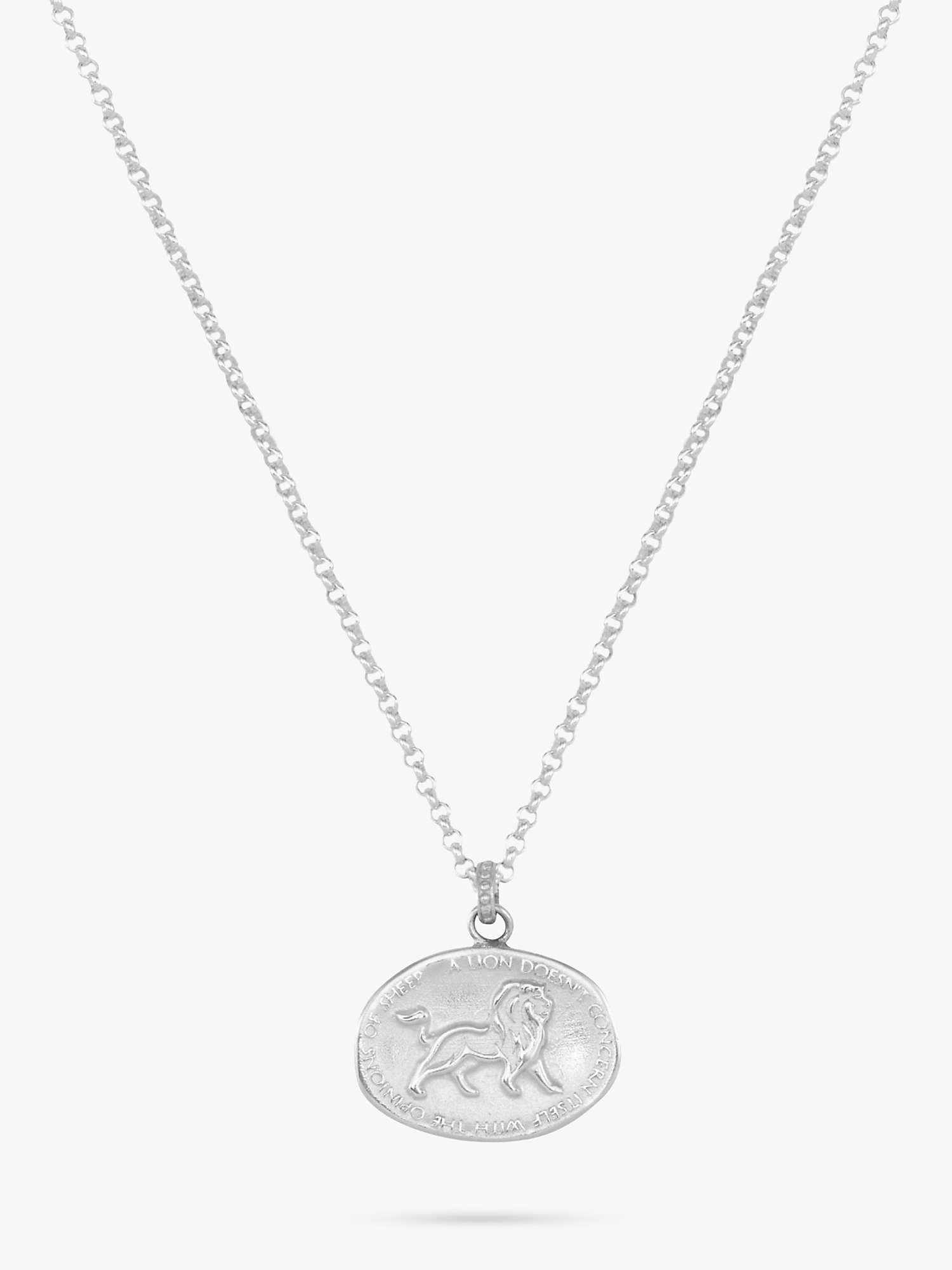 Buy Dower & Hall Men's Lion Pendant Necklace, Silver Online at johnlewis.com