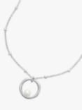 Dower & Hall Freshwater Pearl Open Circle Beaded Pendant Necklace, Silver