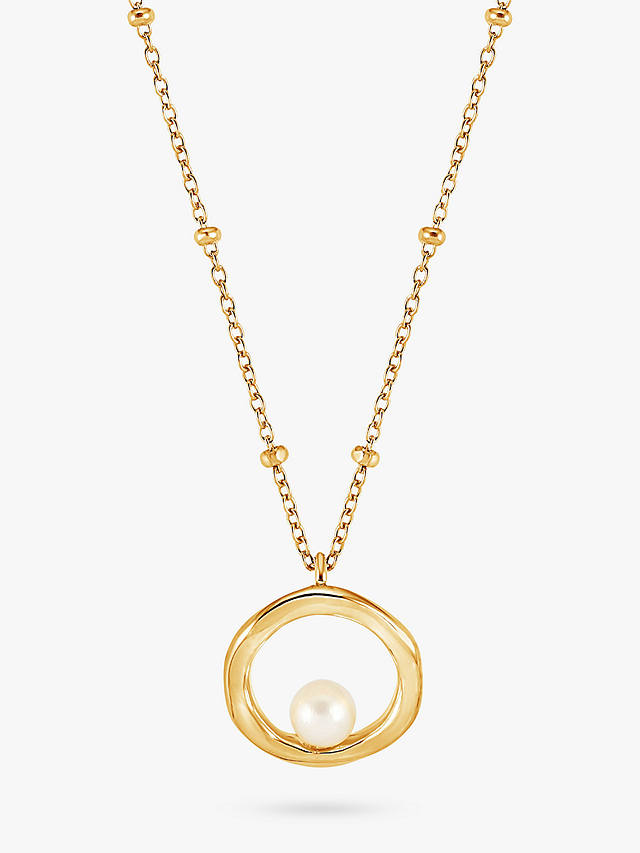 Dower & Hall Freshwater Pearl Open Circle Beaded Pendant Necklace, Gold
