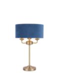 Laura Ashley Sorrento 3 Arm Table Lamp, Velvet Blue/Antique Brass