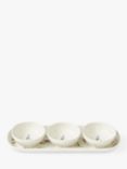 Sophie Conran for Portmeirion Lavandula Porcelain 3 Dip Bowls & Tray Set, White