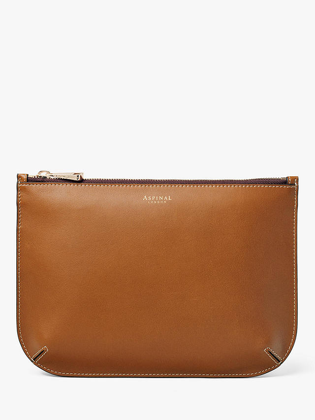 Aspinal of London Ella Smooth Leather Large Pouch Purse, Tan