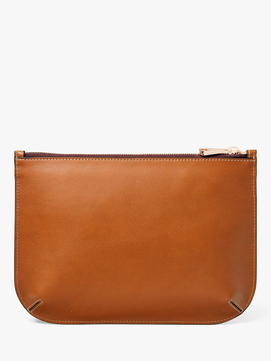 Aspinal of London Large Ella Smooth Leather Pouch, Tan