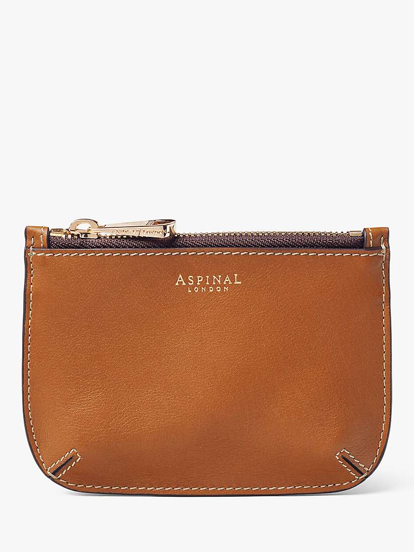 Aspinal of London Ella Smooth Leather Small Pouch Purse, Tan at
