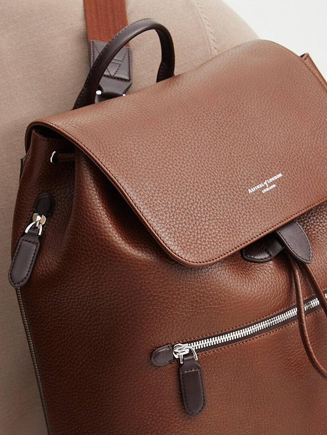 Aspinal of London Reporter Leather Backpack, Tobacco