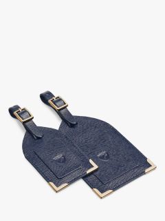 Aspinal of London Saffiano Leather Luggage Tag, Set of 2, Navy