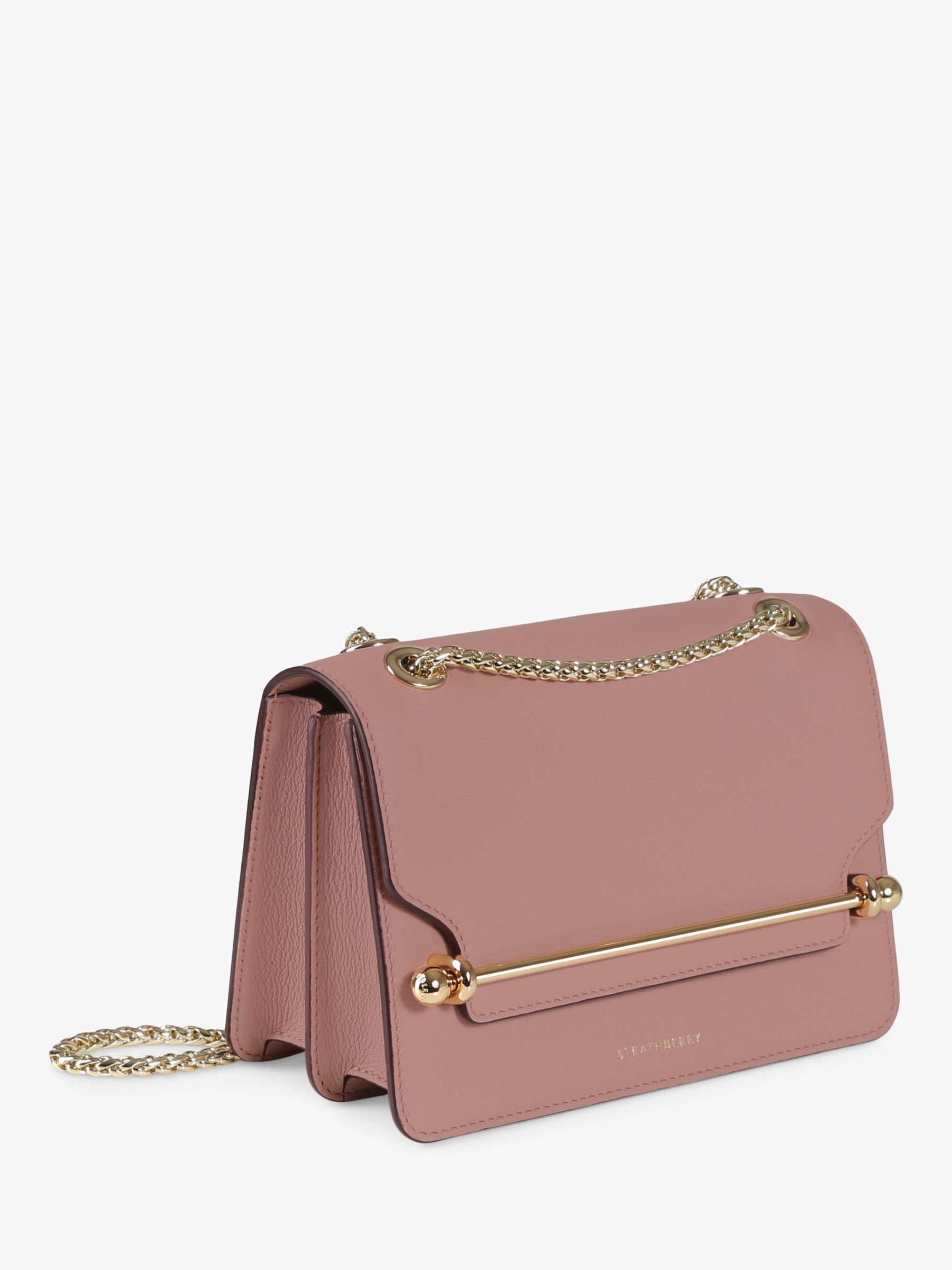 Strathberry East/West Mini Leather Cross Body Bag, Blush Rose at John ...