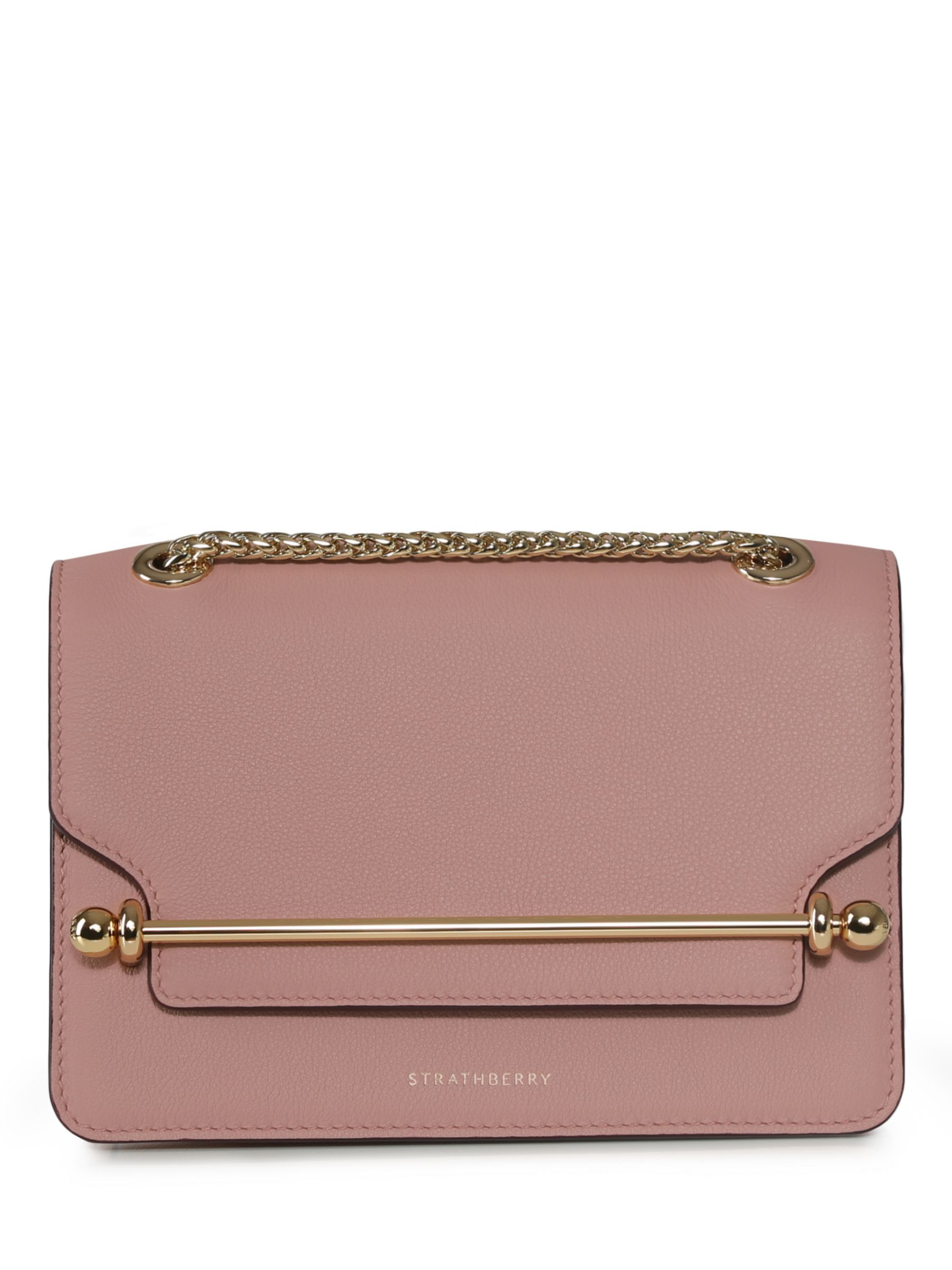 Strathberry East/West Mini Leather Cross Body Bag, Blush Rose at John ...