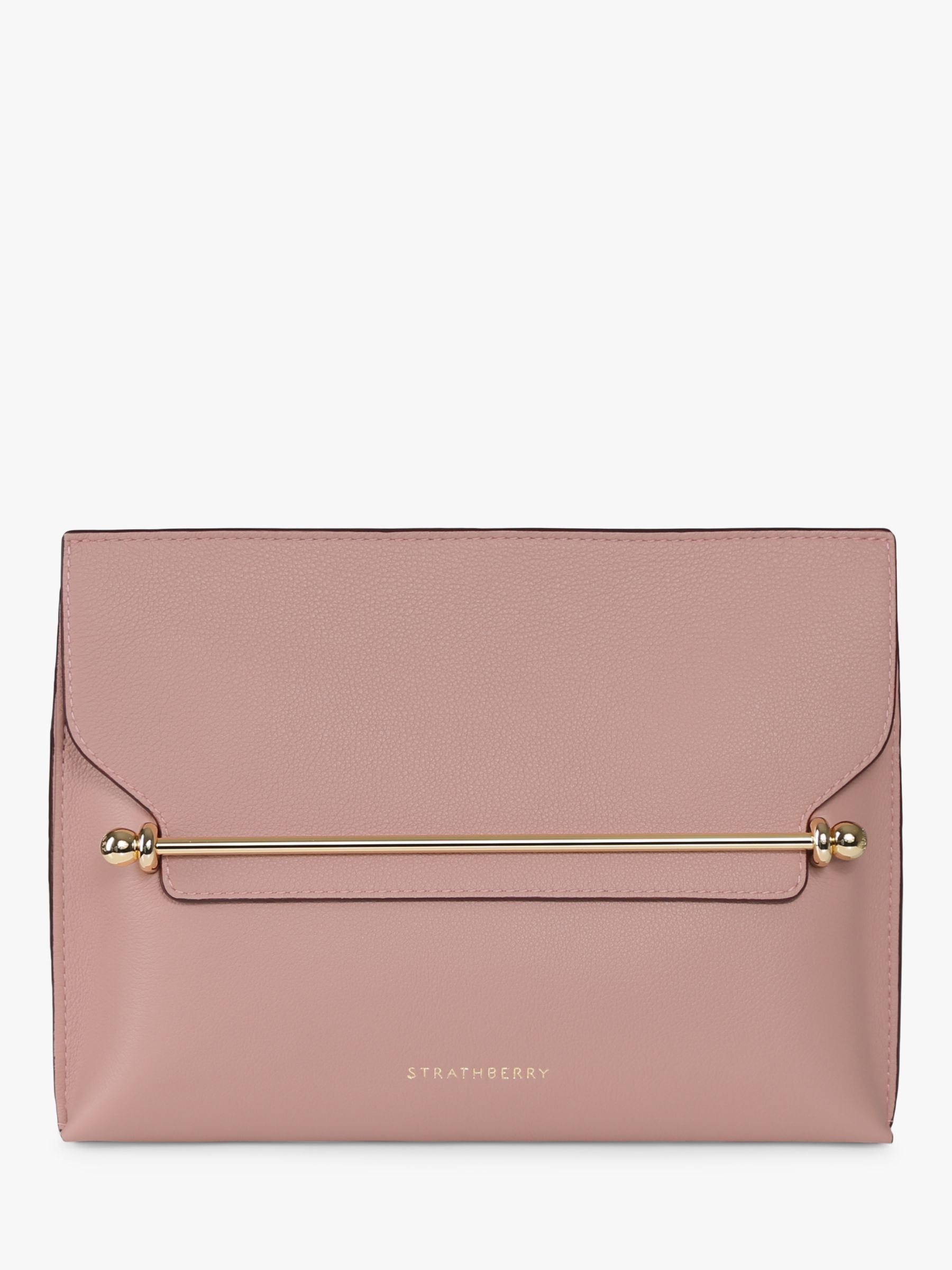 Strathberry Stylist Leather Clutch Bag, Blush Rose at John Lewis & Partners