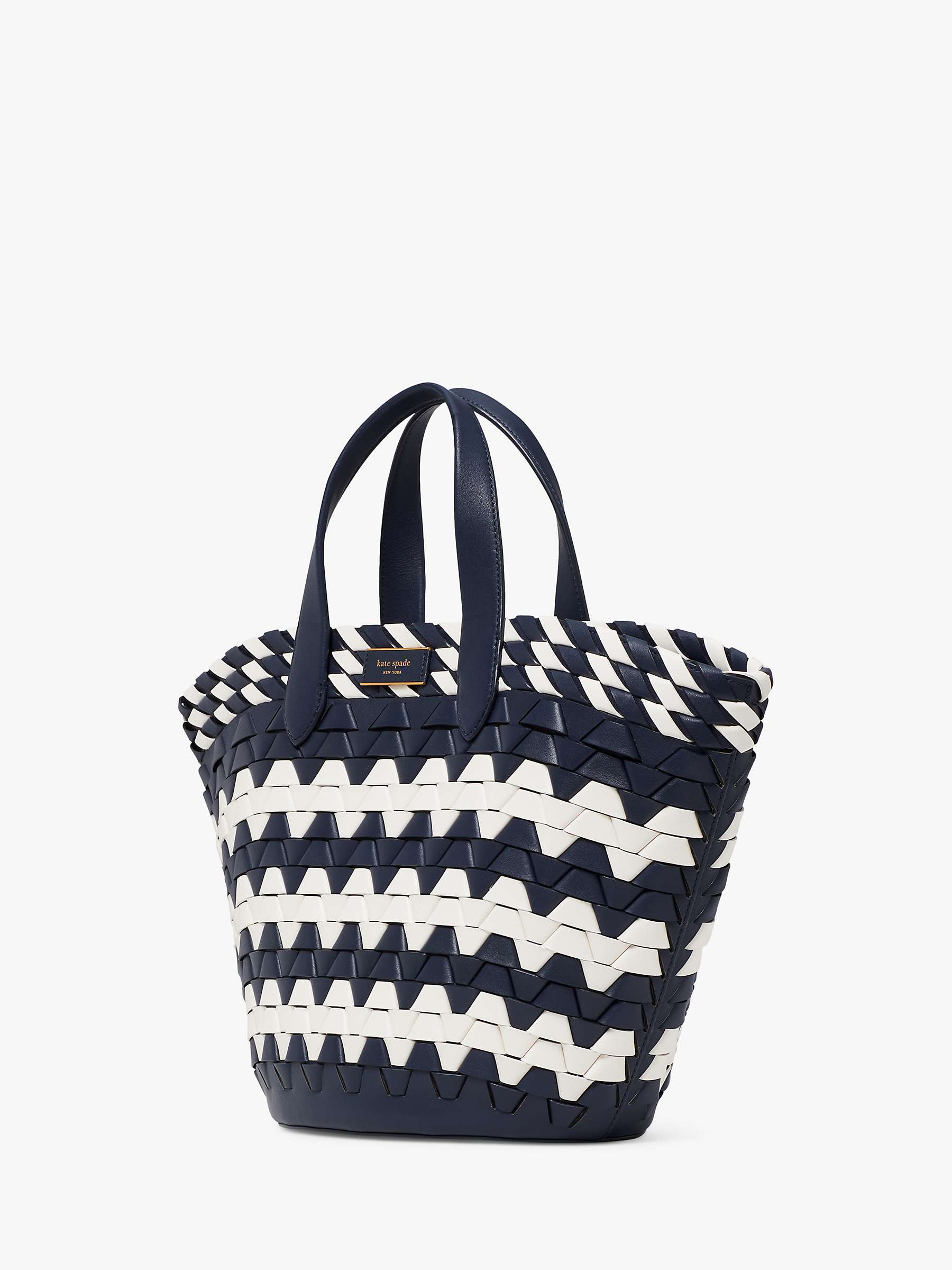 kate spade new york Zigzag Woven Leather Small Tote Bag at John Lewis ...