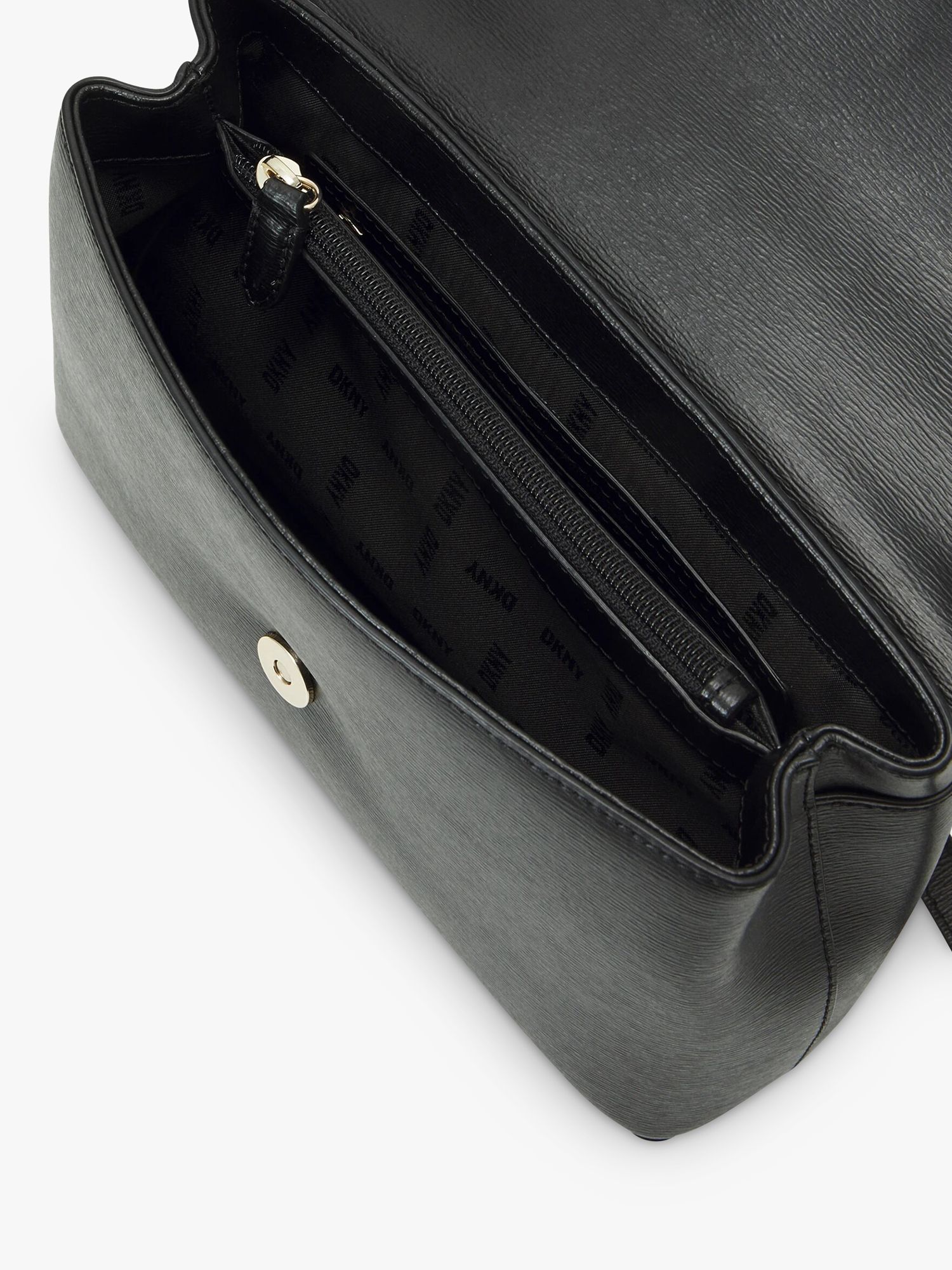 DKNY Bryant Leather Flap Cross Body Bag, Black/Gold