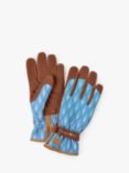 Burgon & Ball Love The Glove Leather Trim Gatsby Print Gardening Gloves, Blue